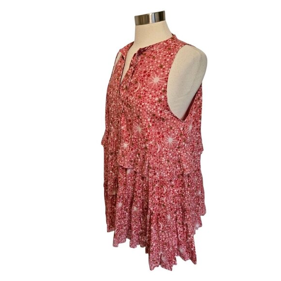 Anthropologie Carolina K Dress Size Medium Carmen Ruffled Tiered Pink Moon Print - Picture 7 of 10